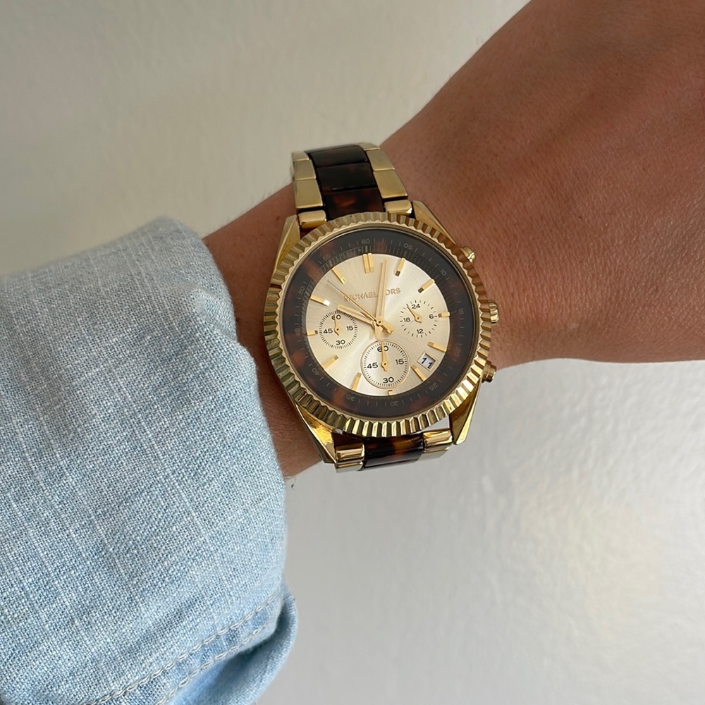 Michael Kors Womens Gold Tortoise Watch